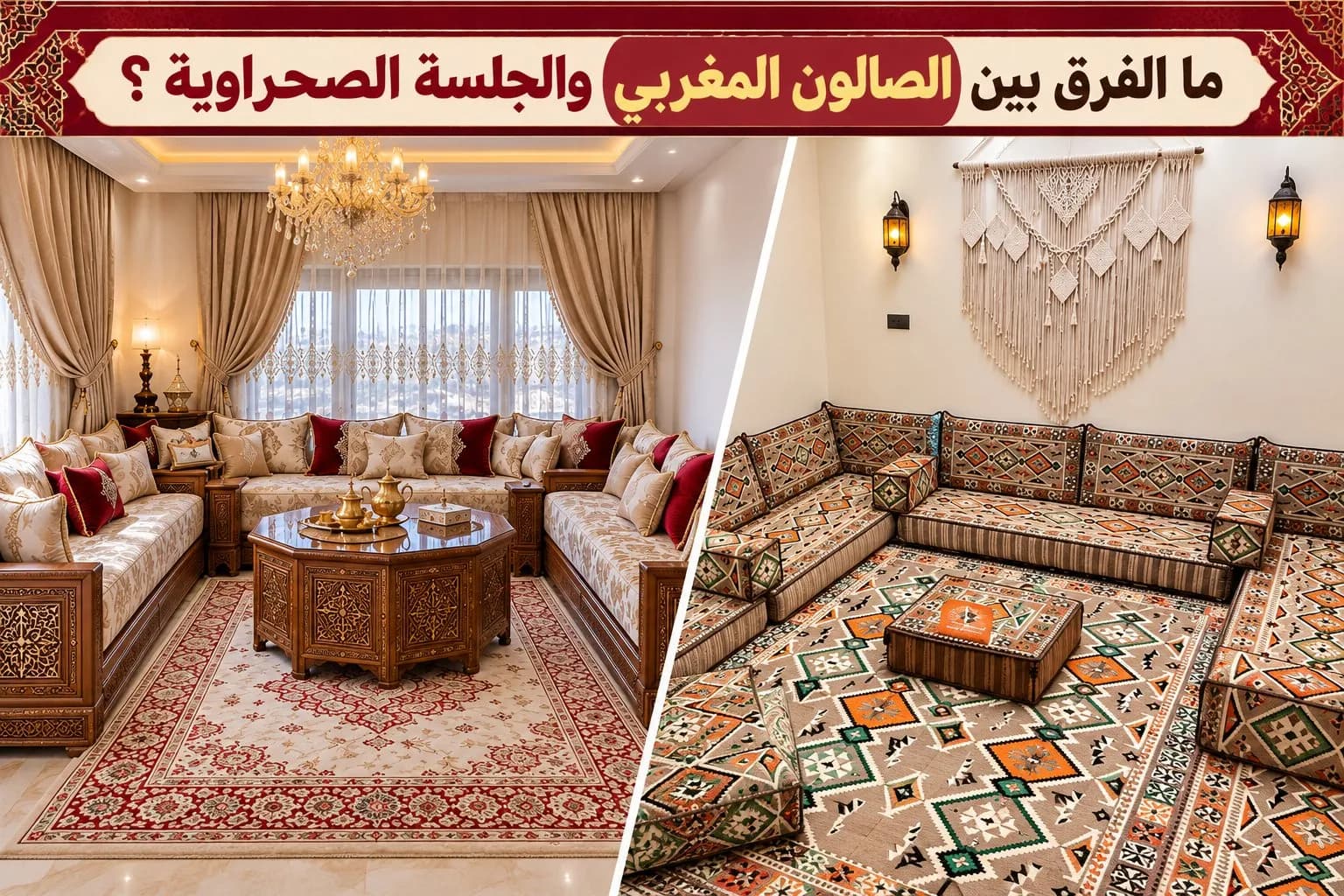ما الفرق بين الجلسة الصحراوية والصالون المغربي التقليدي؟